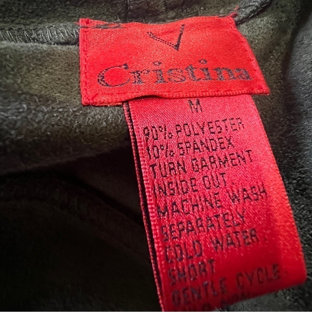 V CRISTINA OLIVE FAUX SUEDE  EMBROIDERED LONG-SLEEVED CARDIGAN/JACKET SZ M, EUC. - Picture 6 of 7